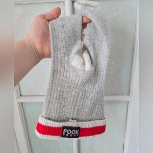 Pook Grey Knit Bunny Ear Toque – Fleece Lined Winter Hat